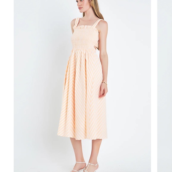 English Factory Black and White Striped Smocked Dress - Picture 3 of 5